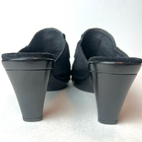 Stuart Weitzman Double Agent Black Suede Studded Mule Clogs Heels Sz 6.5 - Picture 5 of 10